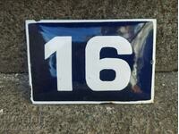 OLD ENAMEL SIGN - number ,,16,,