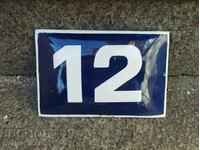 OLD ENAMEL SIGN - number ,,12,,