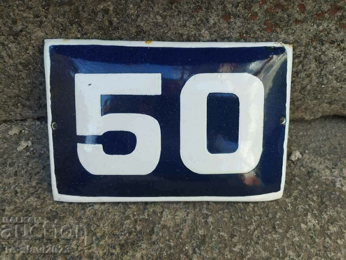 OLD ENAMEL SIGN - number ,,50,,