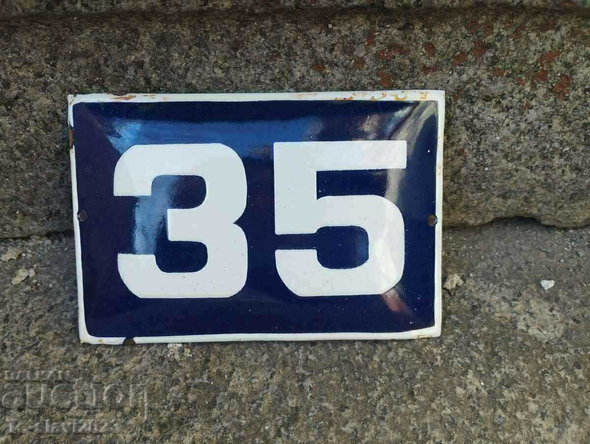 OLD ENAMEL SIGN - number ,,35,,