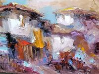 Hud. Jordanov/oil painting 46/33/"THE OLD HOUSE""/signature