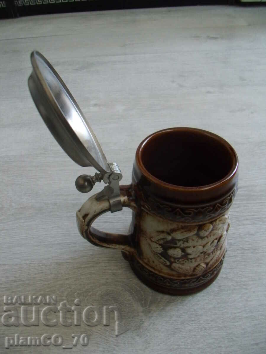 No.*7464 old porcelain mug. GERZIT - with metal cover - 6