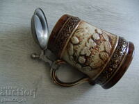 No.*7464 old porcelain mug. GERZIT - with metal cover