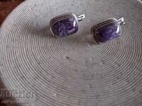 SILVER EARRINGS with Natural Charoite Stamps available