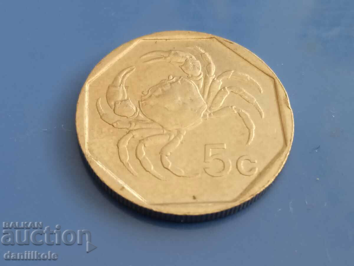 *$*Y*$* MALTA - 5 CENTS - 2001 *$*Y*$* with price 3.31 BGN | € 1.69