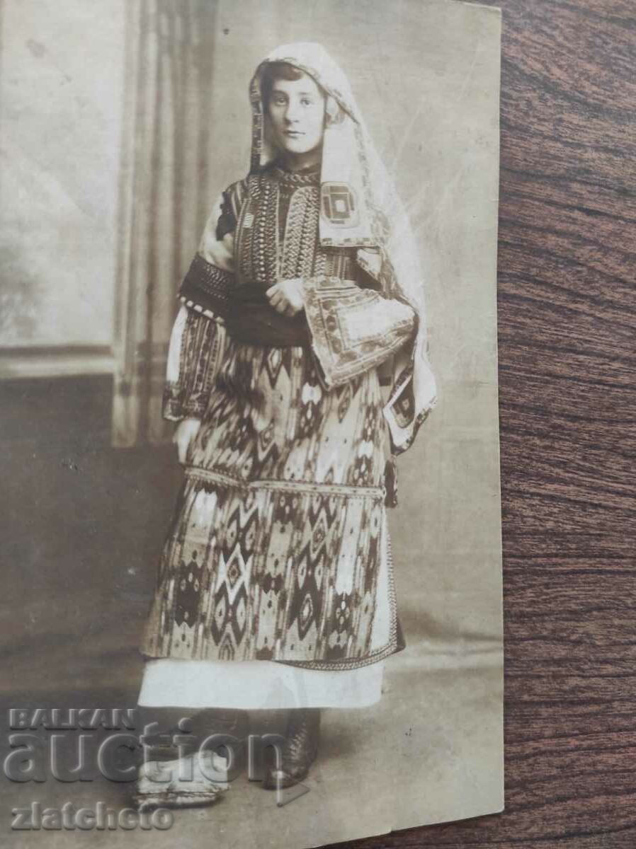 Old photo Kingdom of Bulgaria - Woman in folk costume with price 22.00 BGN | € 11.25 Old photo Kingdom of Bulgaria - Woman in folk costume with price 22.00 BGN | € 11.25