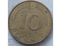 10 pfennig Germania litera D începând cu 0,01 st