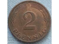 2 пфенинга Германия   1976 буква D