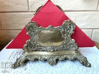 A beautiful large 2 piece brass napkin holder purchased from England