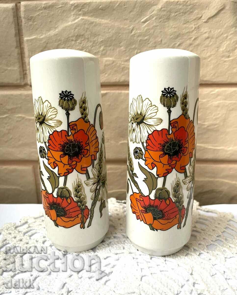 J&G Meakin Poppy porcelain large salt shakers from England