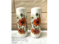 J&G Meakin Poppy porcelain large salt shakers from England