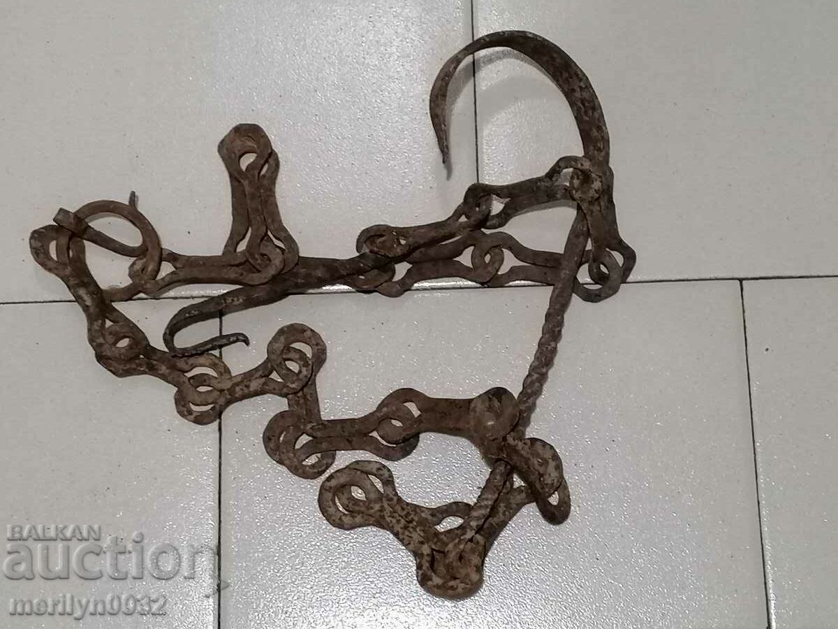 Old wrought iron chain with hook, hearth chain hook chain with price 45.00 BGN | € 23.01 Old wrought iron chain with hook, hearth chain hook chain with price 45.00 BGN | € 23.01