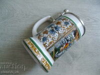 #*7466 old porcelain mug - BMF - with metal/tin lid