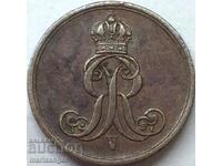 1 pfennig 1861 Germania Hanovra George V cupru