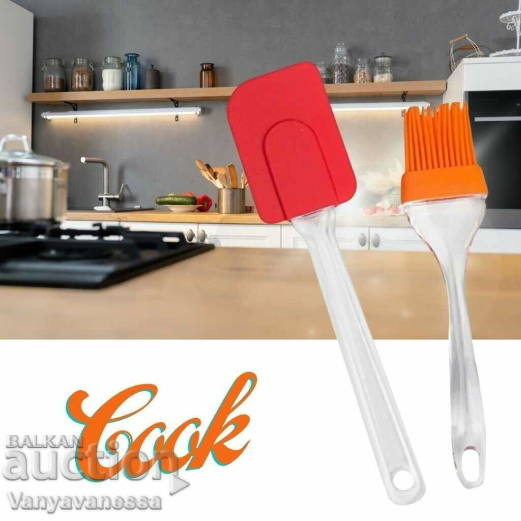 Cooking set 2 in 1 silicone brush with spatula