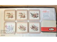 Beautiful coasters from England in a box, 6 pcs, with cork