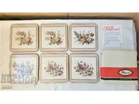 Beautiful coasters from England in a box, 6 pcs, with cork