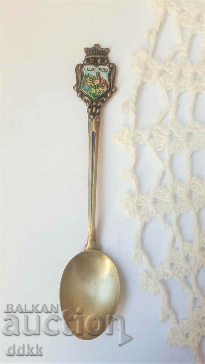 A beautiful old silver coffee spoon, marked 800
