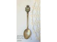 A beautiful old silver coffee spoon, marked 800