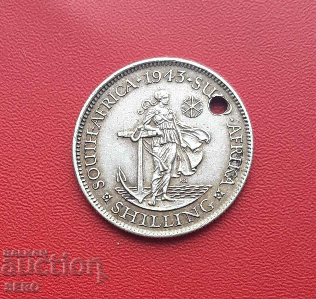 South Africa-1 Shilling 1943-punched