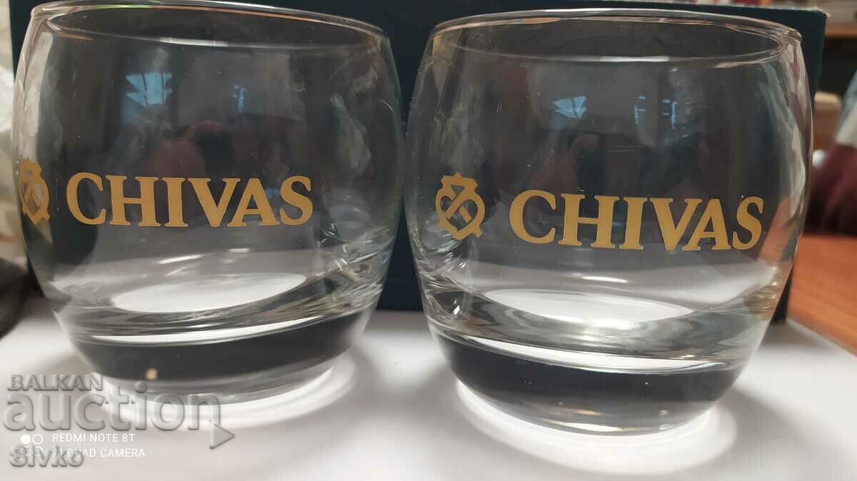 Promotional glasses of CHIVAS whiskey