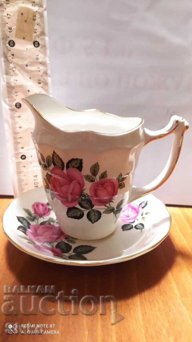 Cup and saucer porcelain marked with price 4.99 BGN | € 2.55 Cup and saucer porcelain marked with price 4.99 BGN | € 2.55