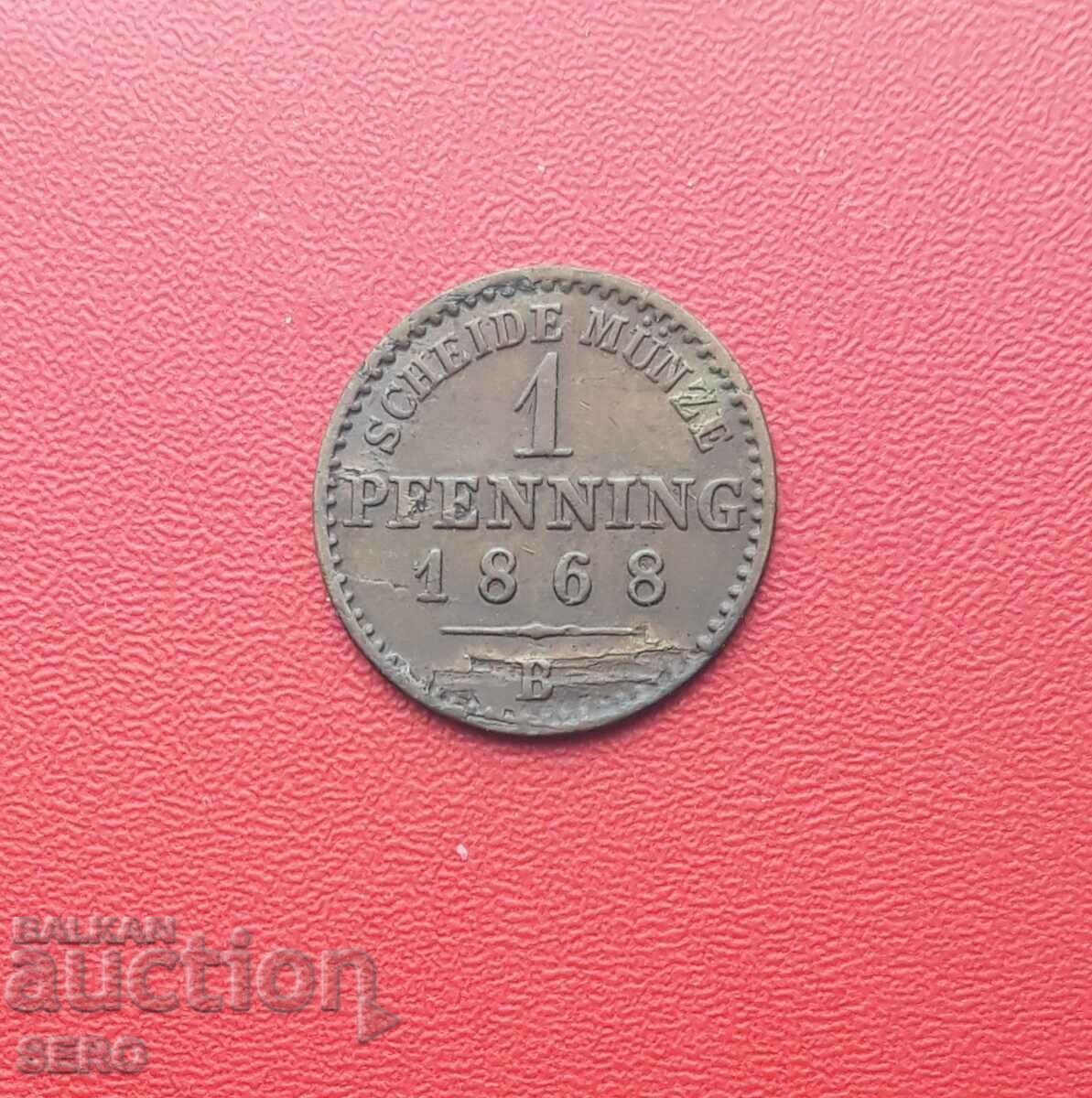 Germany-Prussia-1 Pfennig 1868 B