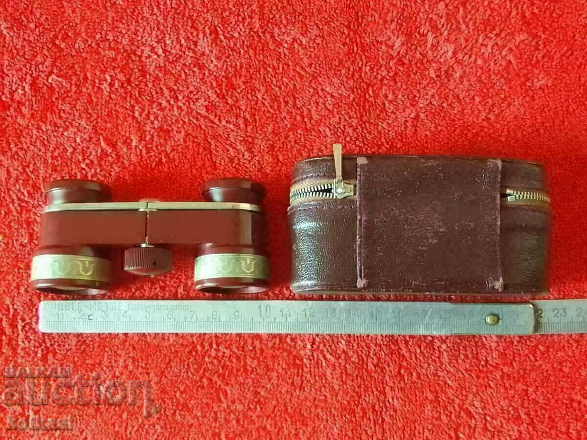 Old theater binoculars with leather case Old theater binoculars with leather case
