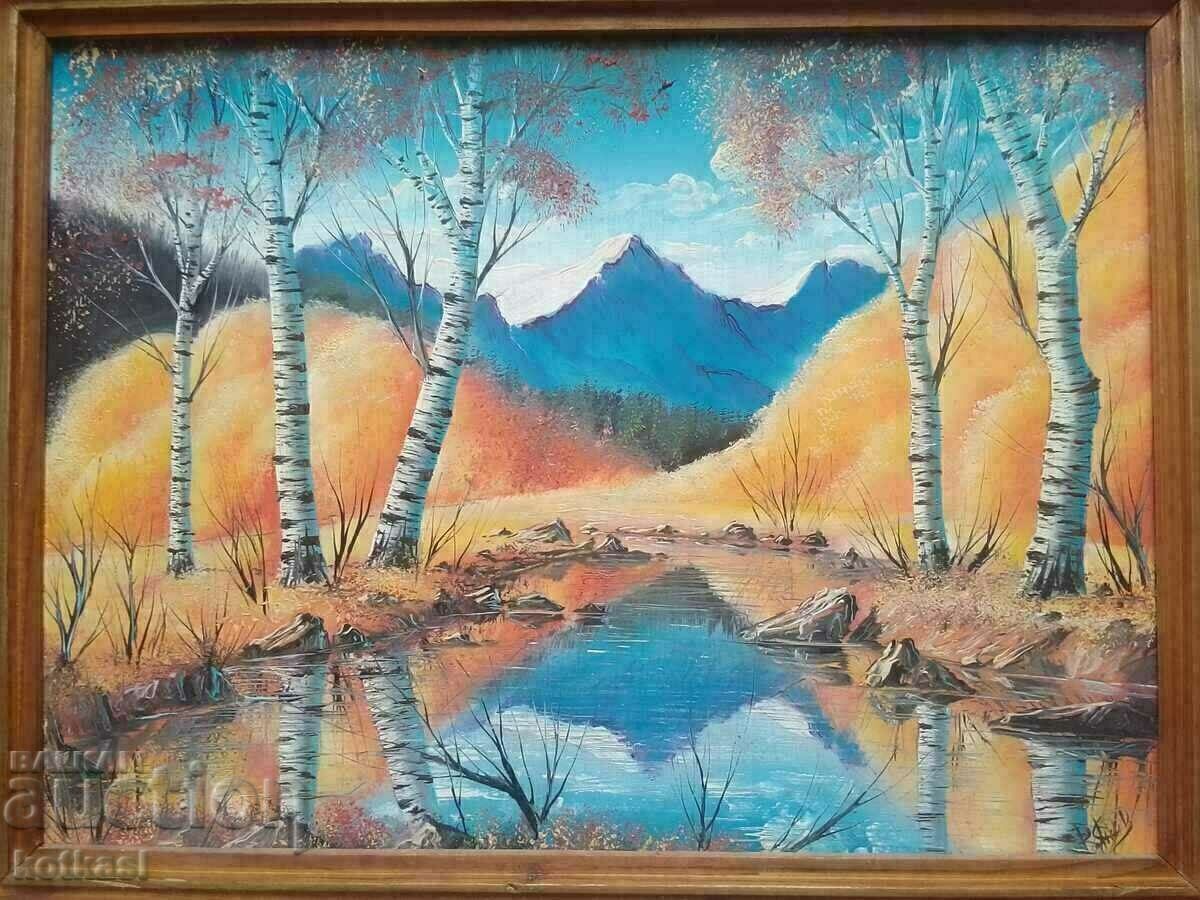 Bulgarian author signed Valentin Yanev oil on silk with price 785.50 BGN | € 401.62 Bulgarian author signed Valentin Yanev oil on silk with price 785.50 BGN | € 401.62