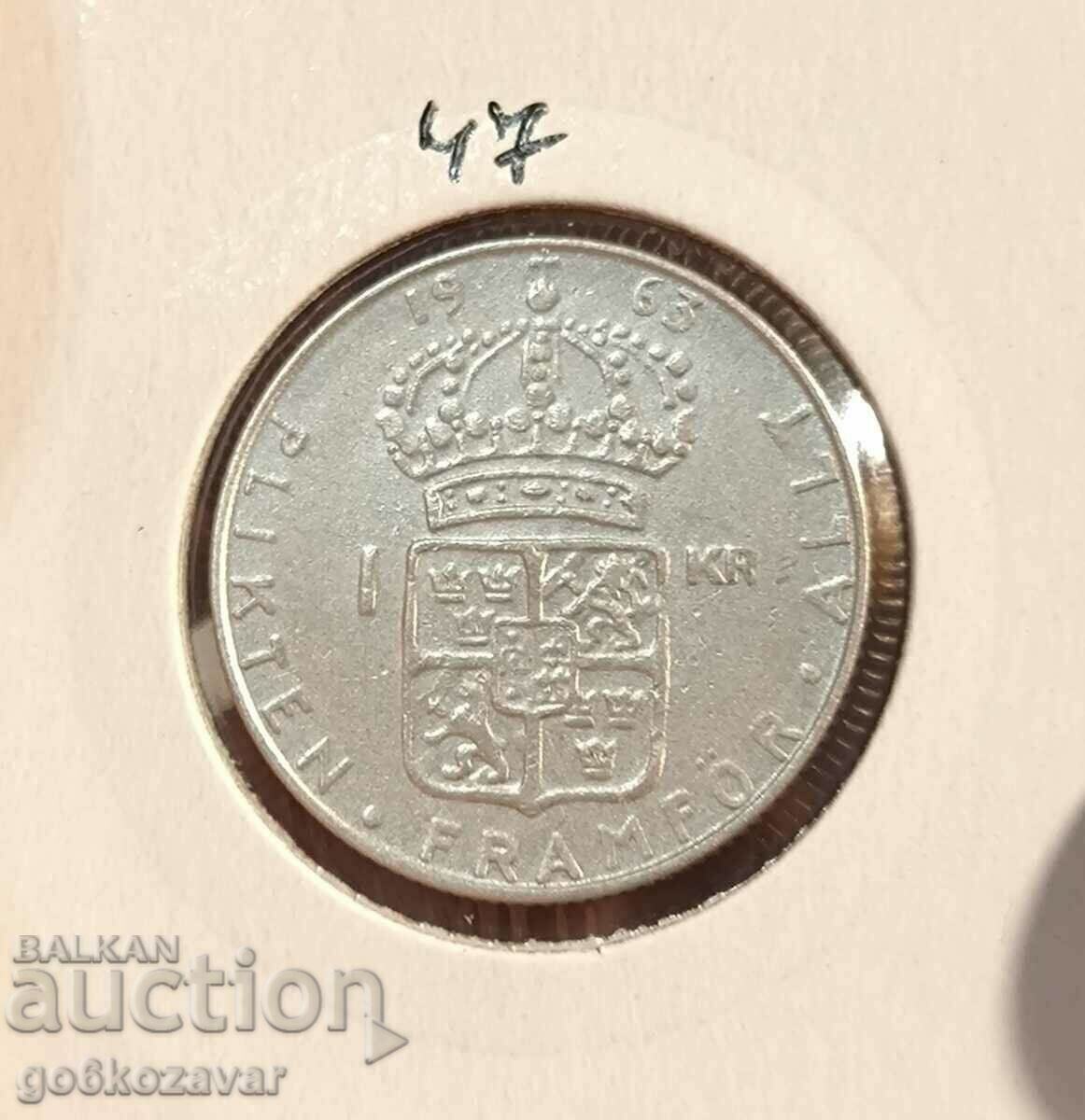 Sweden 1 kroner 1963 Silver !