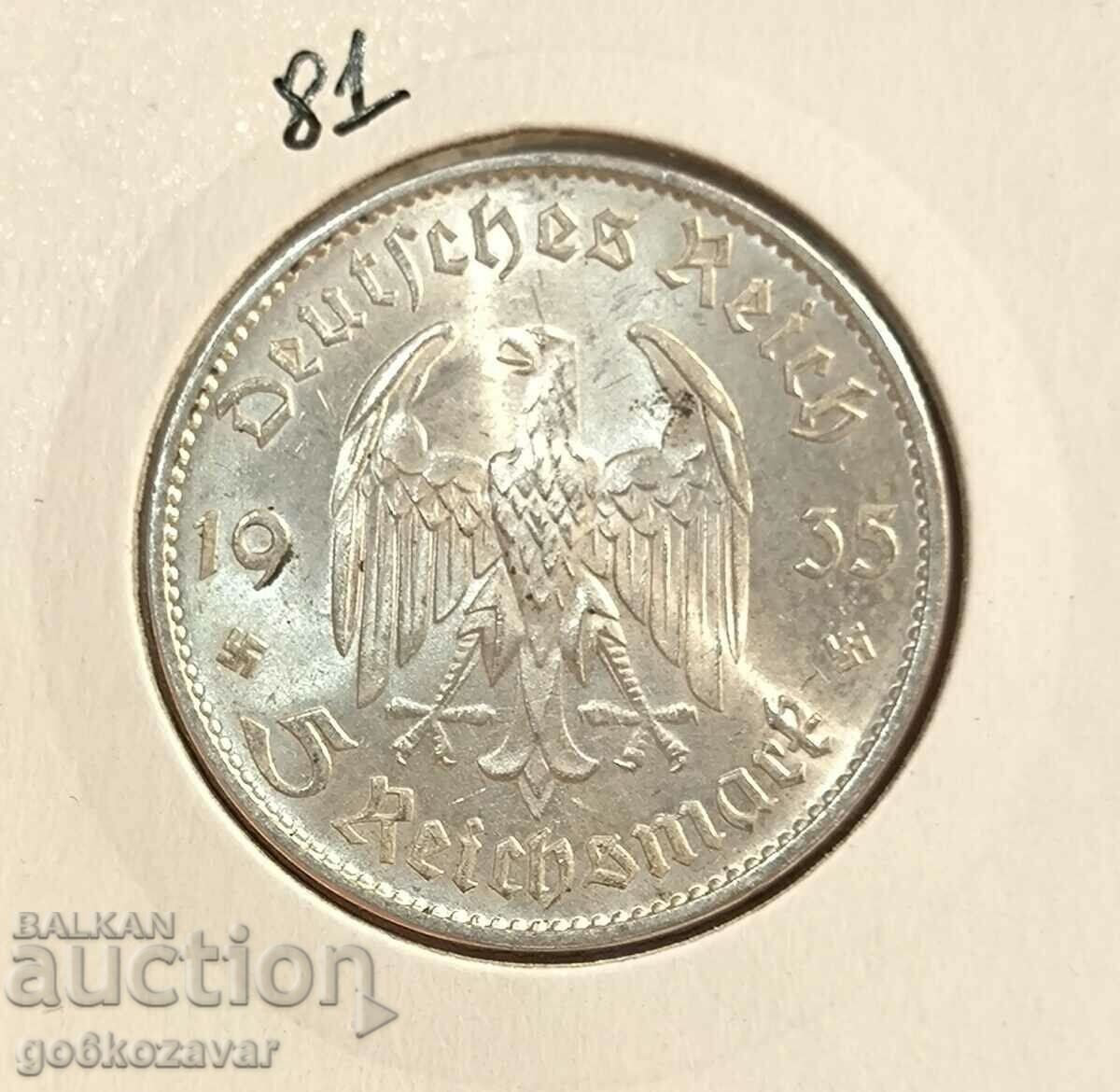 Γερμανία Τρίτο Ράιχ 5 Μάρκα 1935 Ασήμι UNC