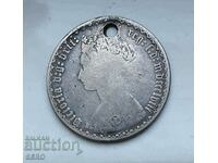 Great Britain-florin 1863-punched-rare