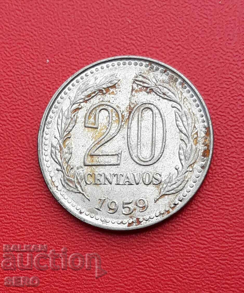 Аржентина-20 центавос 1959