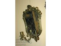Old Bronze Mirror with Candles Gilt Electrified