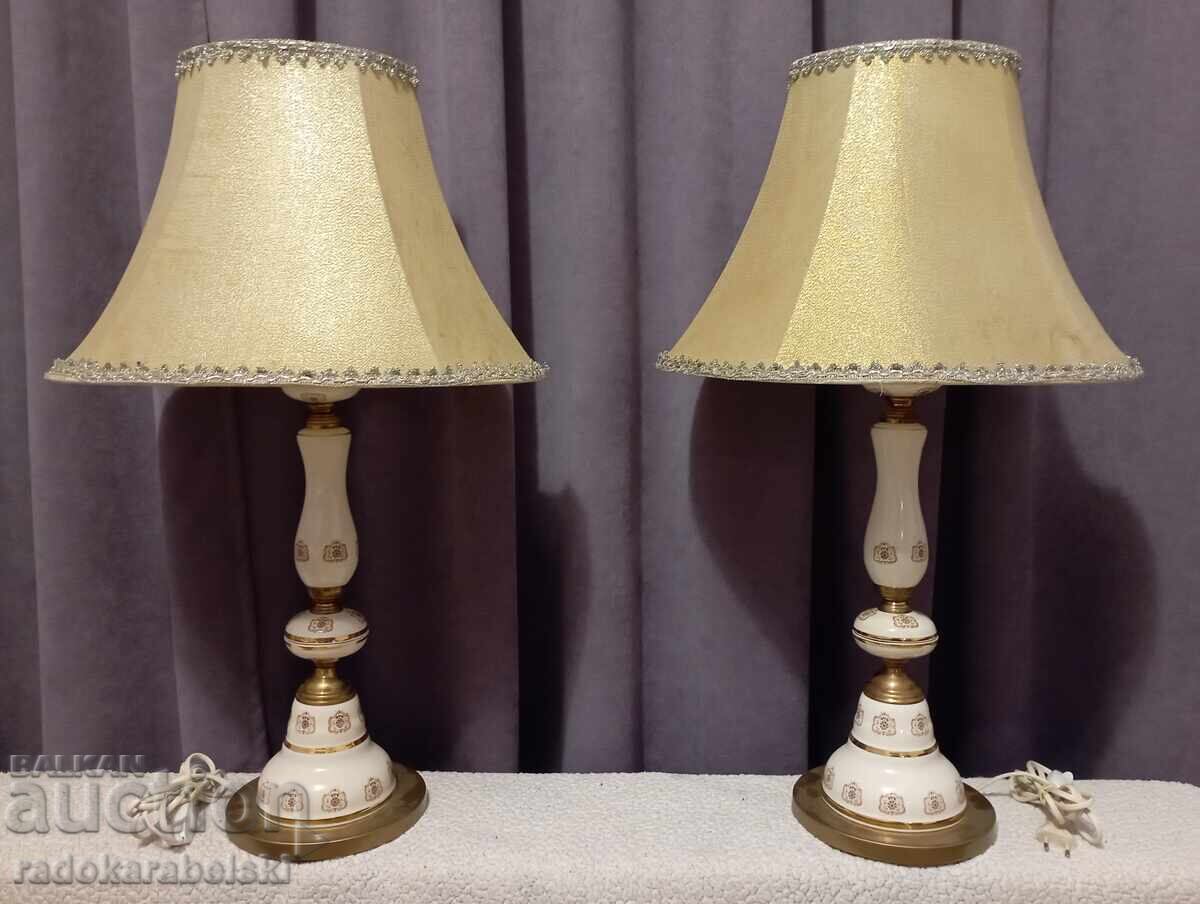 Set of two very large antique porcelain lamps Set of two very large antique porcelain lamps