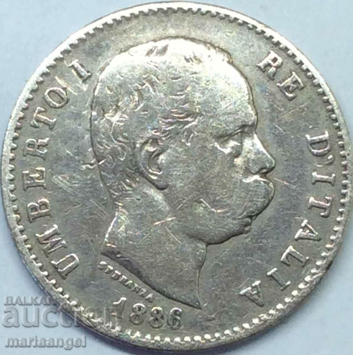 1 liră 1886 Italia Umberto I Argint