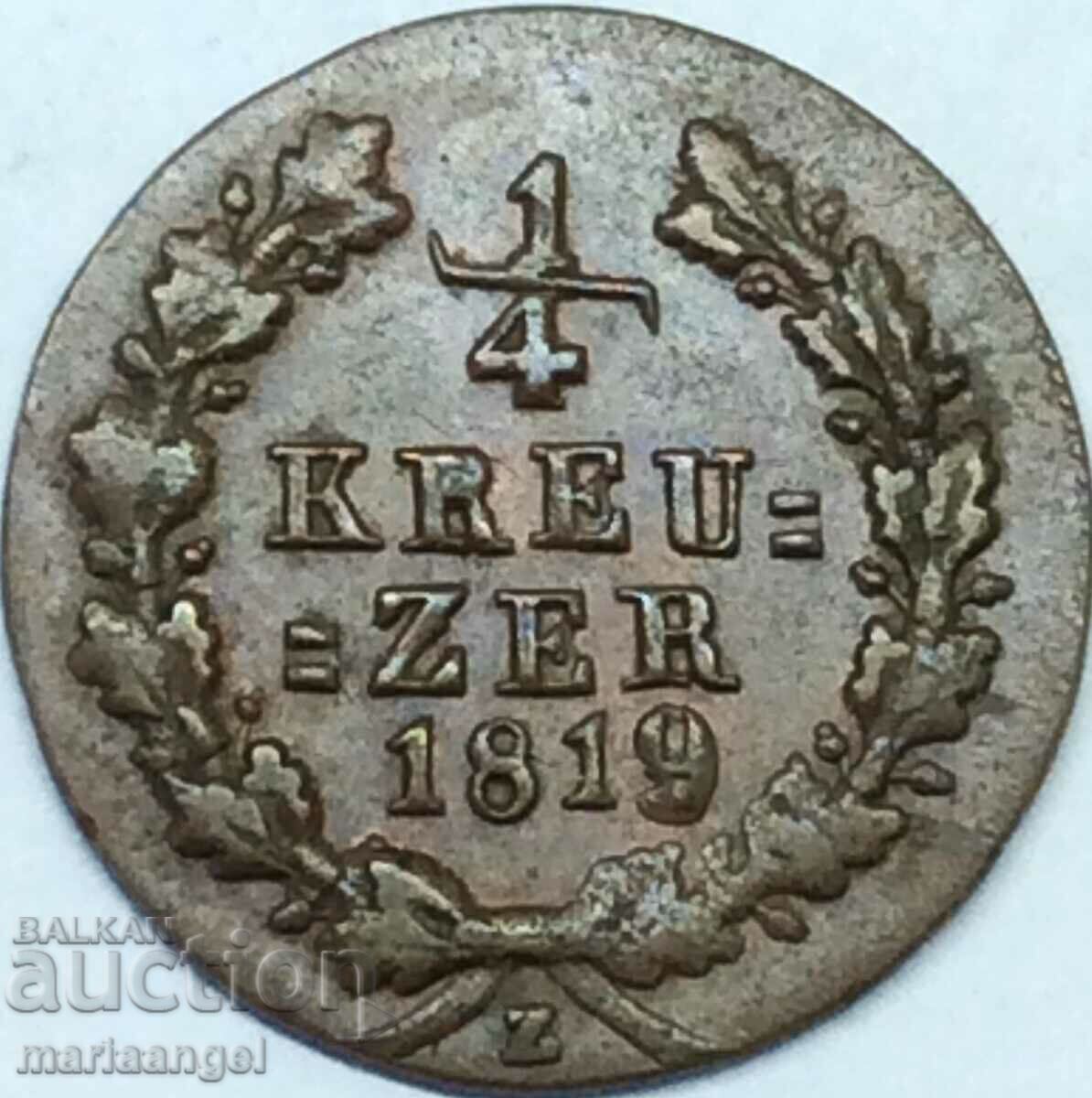 1/4 Kreuzer 1819 Nassau Germany Wilhelm 1816-1839