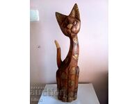 Great Old Wooden Cat Figure