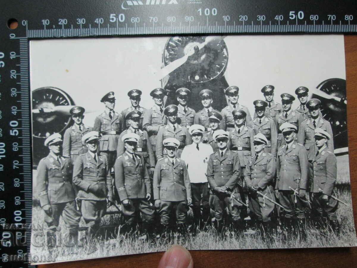 OLD PHOTO OF GERMAN AIRMEN IN FRONT OF AIRCRAFT WWII with price 20.00 BGN | € 10.23 OLD PHOTO OF GERMAN AIRMEN IN FRONT OF AIRCRAFT WWII with price 20.00 BGN | € 10.23