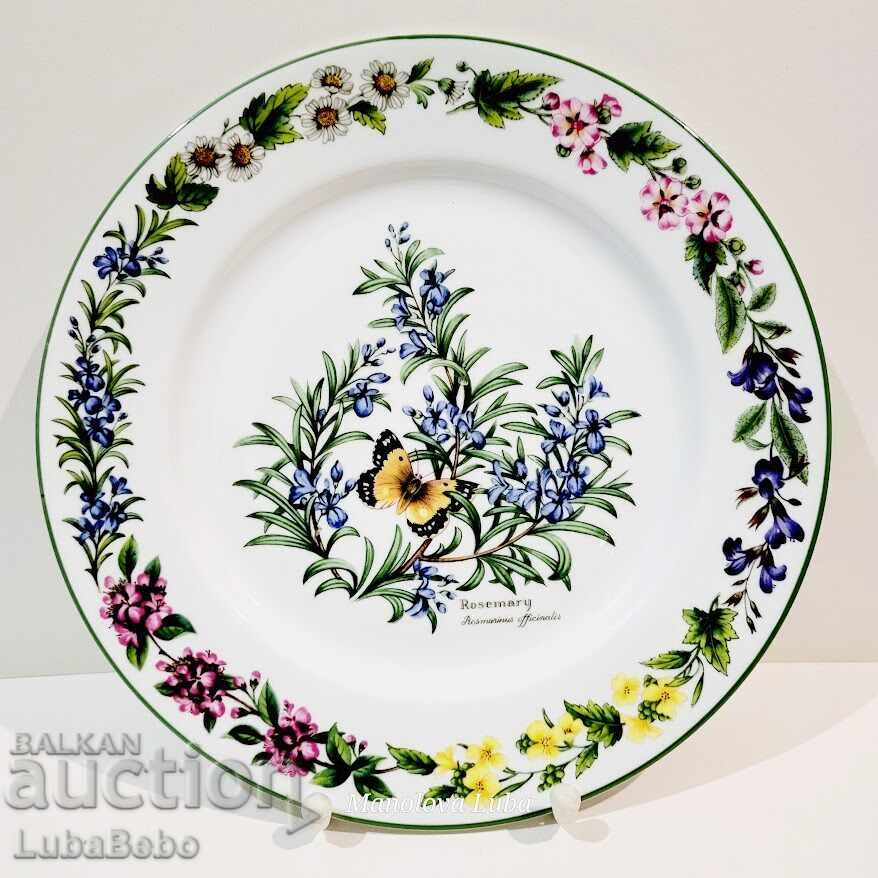 Royal Worcester porcelain plate design Botanical Herbs.