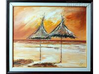 Картина "Чадъри на плажа", худ. А. Симеонов