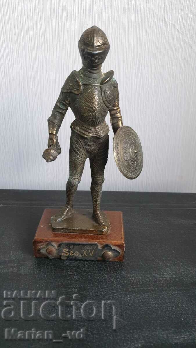 Bronze, massive statuette of a knight "Sec.XV"