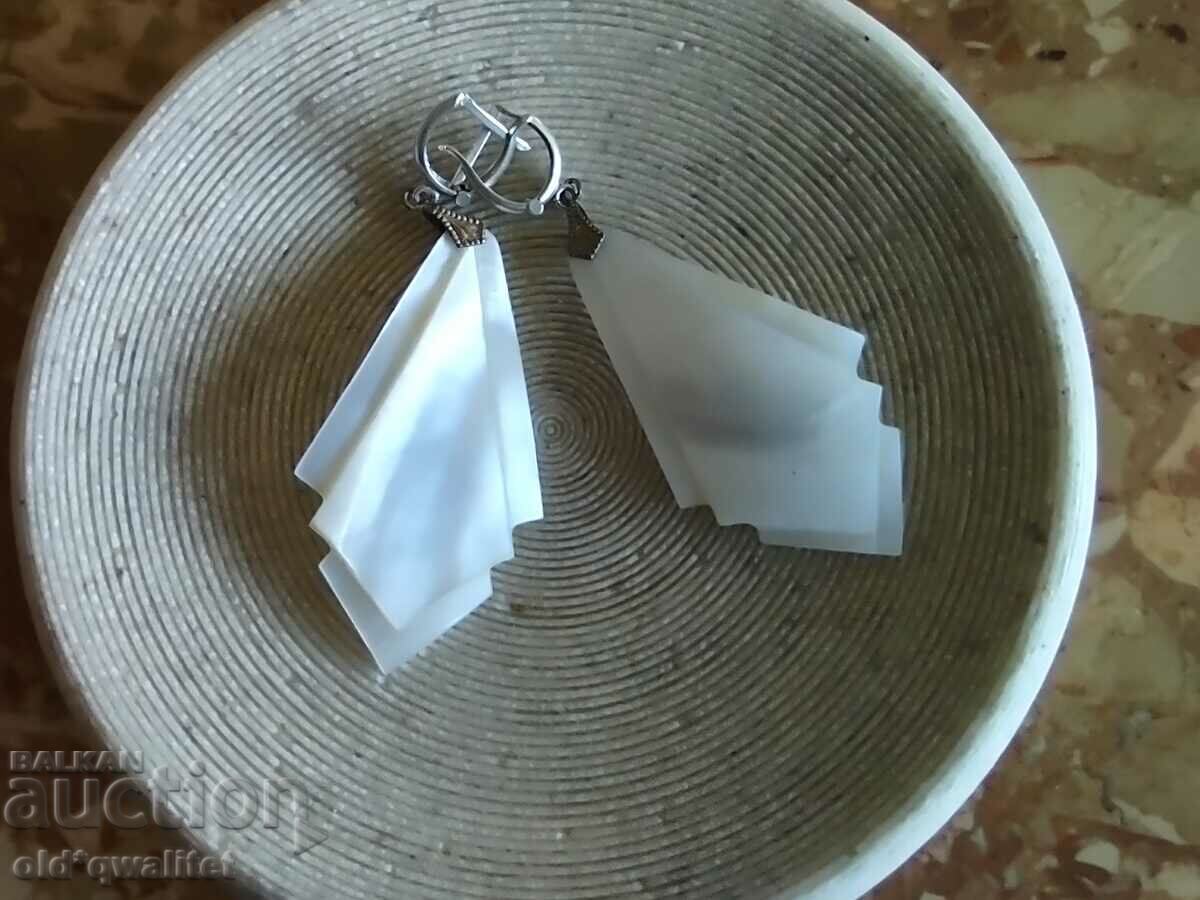 Livrarea Cercei din argint cu sidef natural, ștampile disponibile