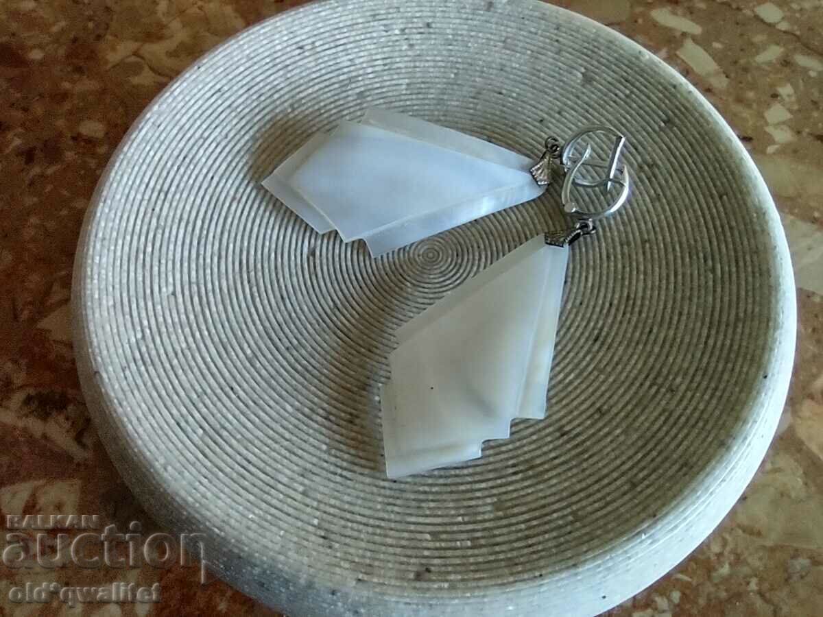 Cercei din argint cu sidef natural, ștampile disponibile - 5