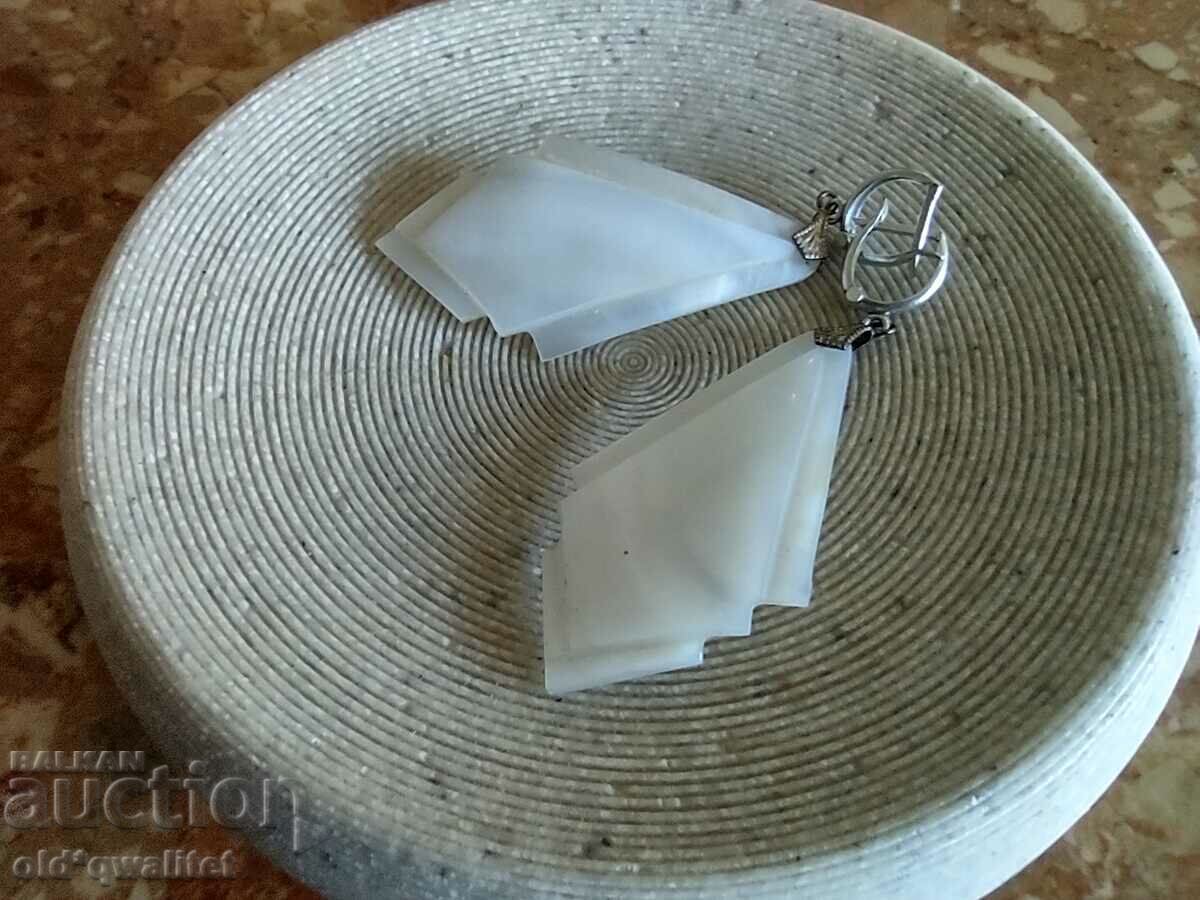 Cercei din argint cu sidef natural, ștampile disponibile - 6