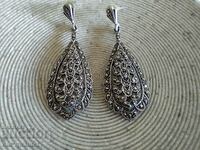 SILVER EARRINGS with Marcasite, stamped, very elegant