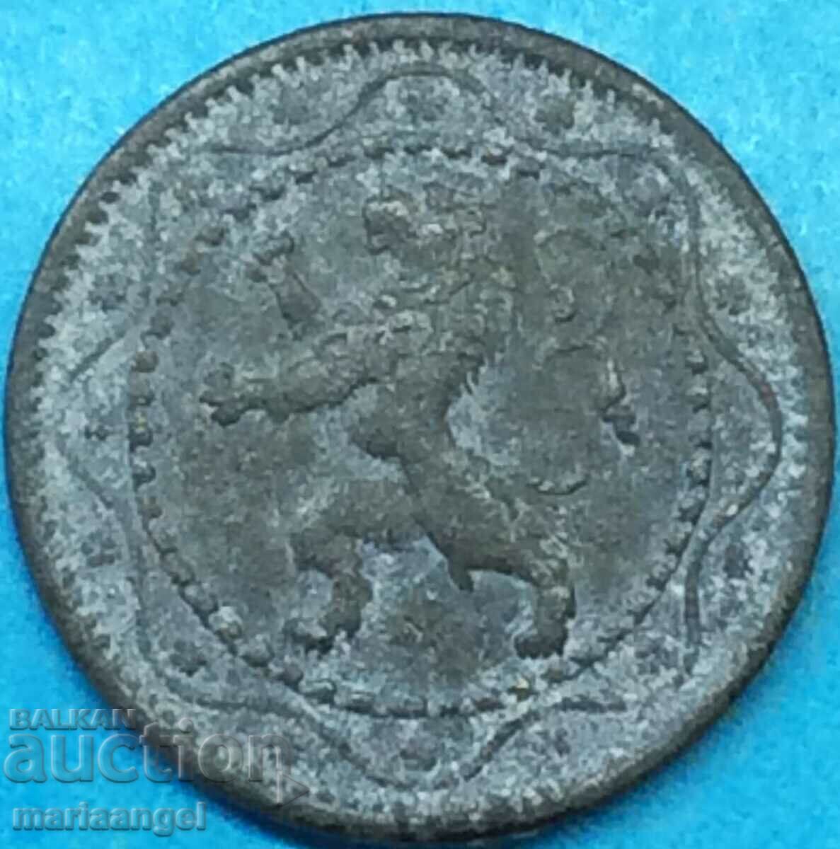 Belgium 1916 5 Cent Lion Zinc