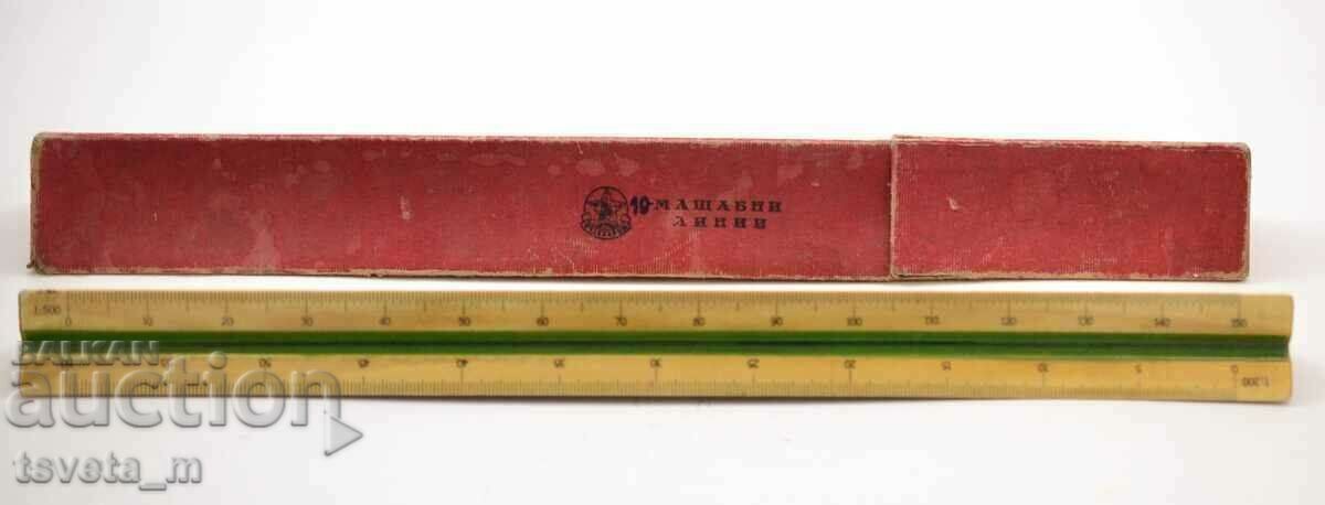 Scale line with orig. box, UCHTEHPROM, early social. with price 10.00 BGN | € 5.11