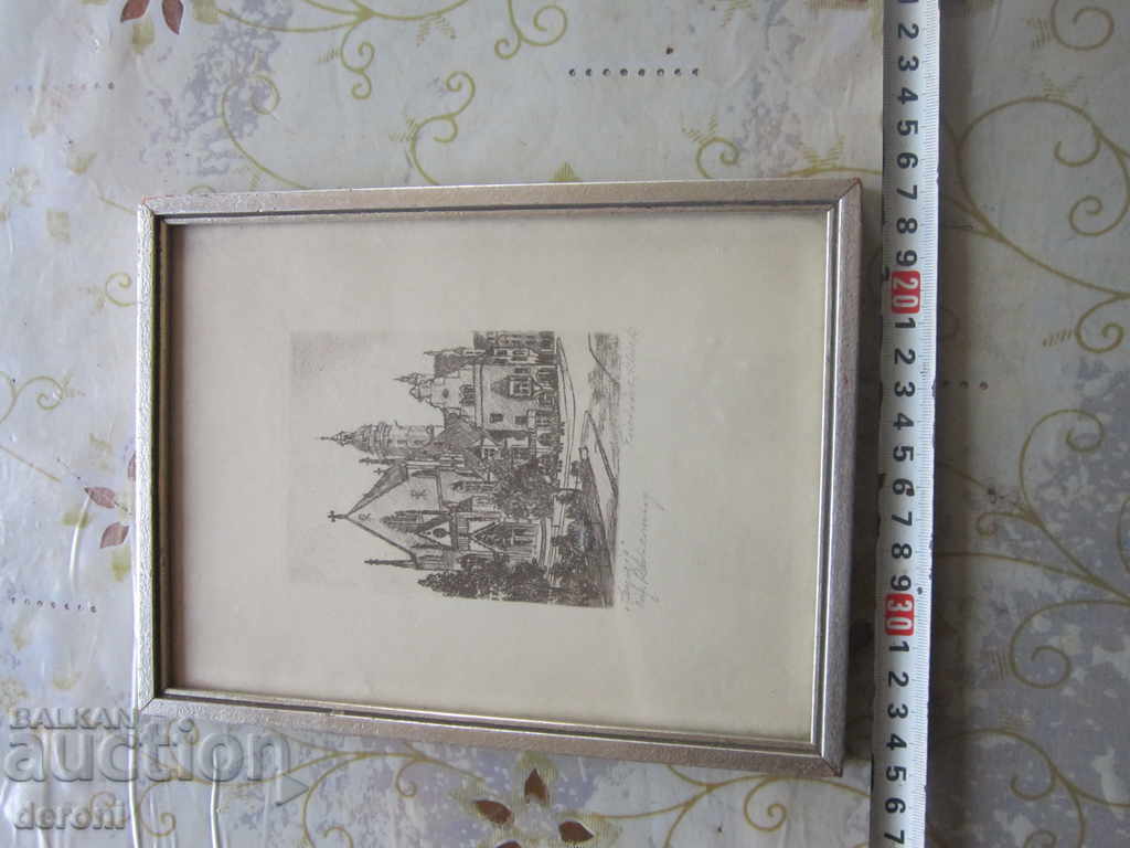 Old picture etching graphic signed with price 180.00 BGN | € 92.03 Old picture etching graphic signed with price 180.00 BGN | € 92.03