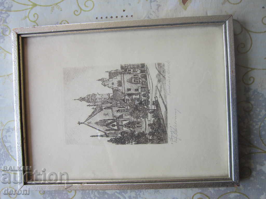 Old picture etching graphic signed - 7 Old picture etching graphic signed - 7